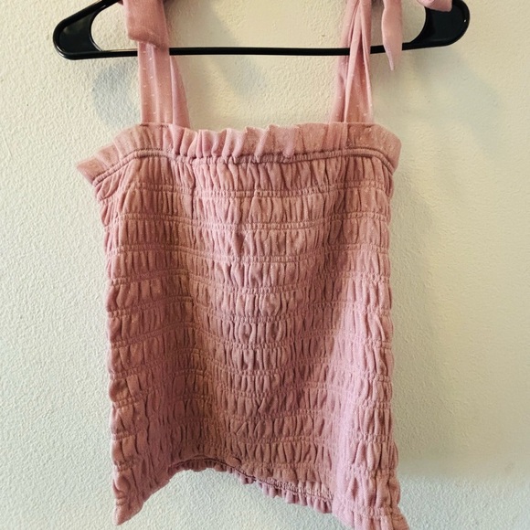 Anthropologie Pink Smocked Sleeveless Tank Top - Picture 1 of 6